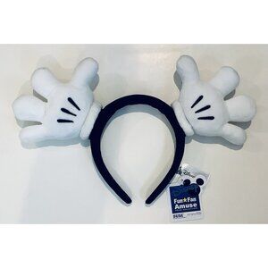 NEW DISNEY MICKEY MOUSE PLUSH WHITE GLOVES MOUSE EARS HEADBAND Hair Accessory